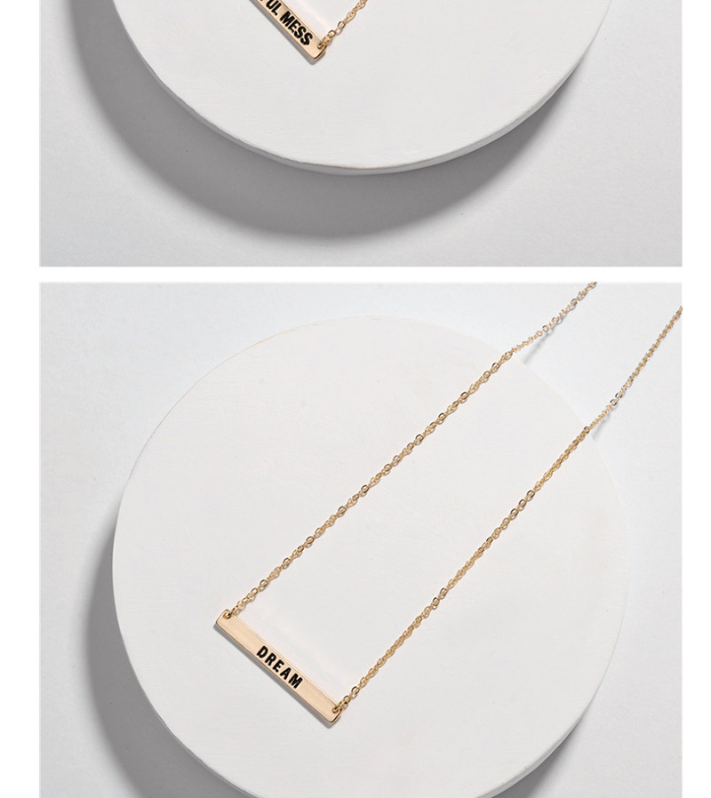 Fashion Strength Alloy Letter Smudged Rectangular Necklace,Pendants