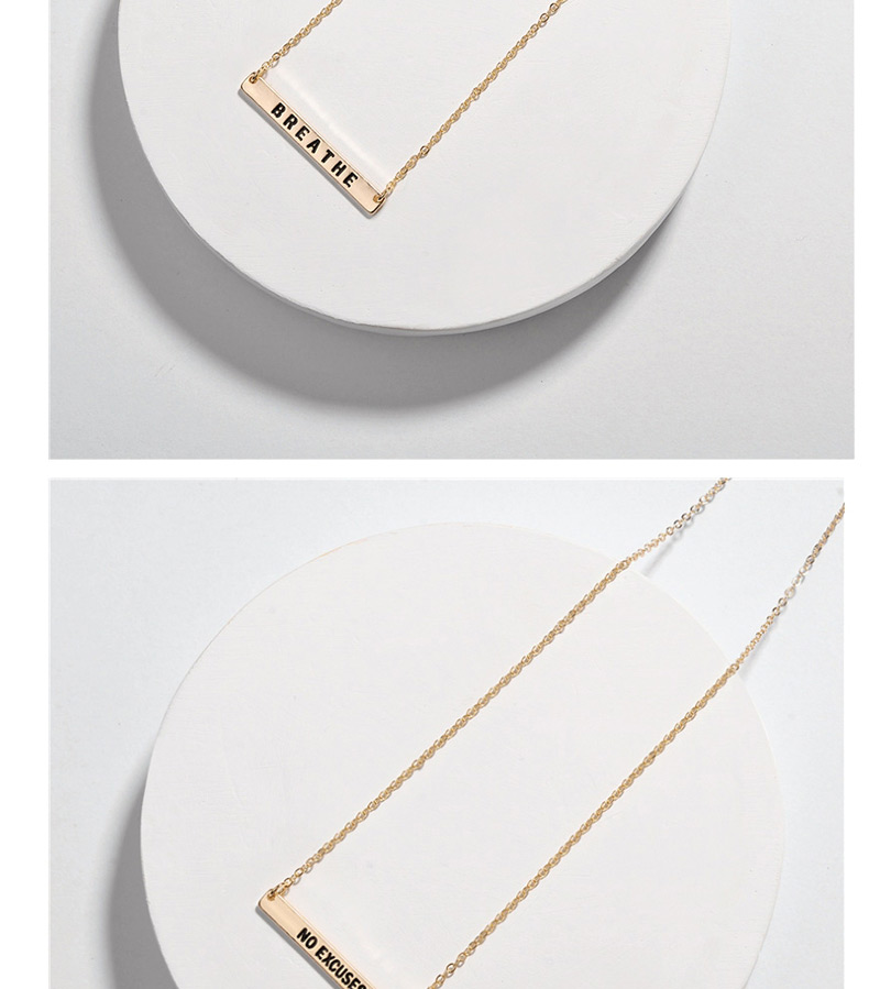 Fashion Be Still Alloy Letter Smudged Rectangular Necklace,Pendants