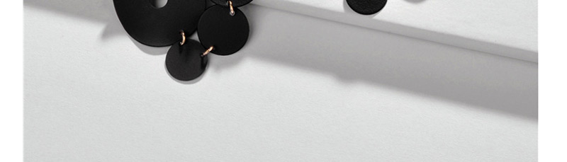 Fashion Black Round Painted Multi-layer Geometric Earrings,Stud Earrings