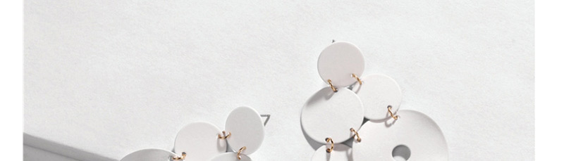 Fashion White Round Painted Multi-layer Geometric Earrings,Stud Earrings