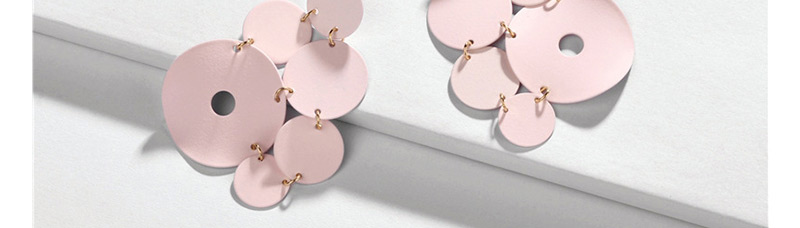 Fashion Pink Round Painted Multi-layer Geometric Earrings,Stud Earrings