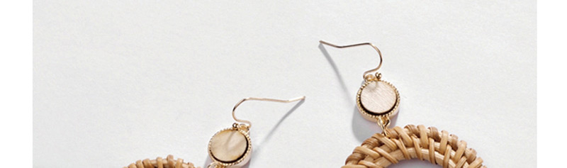 Fashion Khaki Rattan Openwork Round Earrings,Drop Earrings