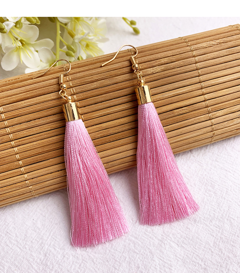 Fashion Leather Pink Alloy Tassel Earrings,Drop Earrings