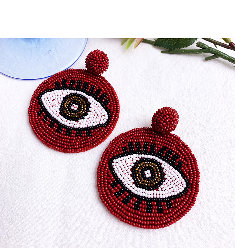 Fashion Red Non-woven Rice Beads Eye Studs,Drop Earrings