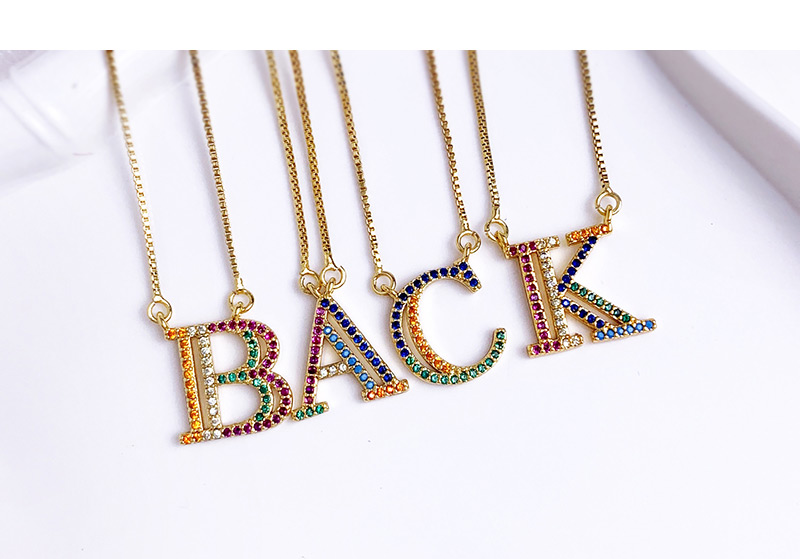 Fashion Golden O Copper Inlaid Zircon Letter Necklace,Necklaces