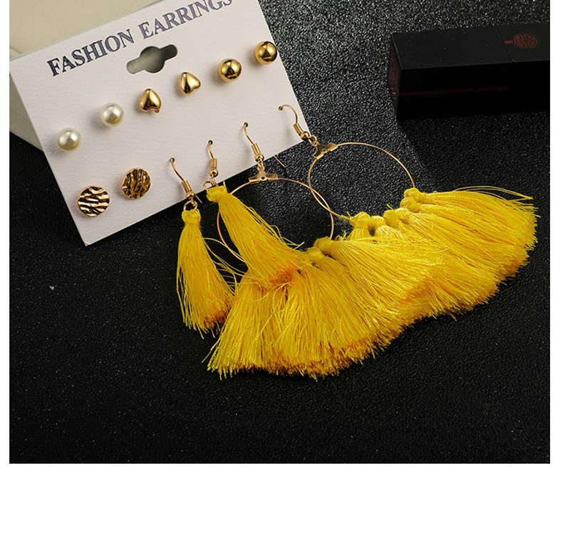 Fashion Gold Love Pearl Fan Flare Earrings 6 Pairs,Drop Earrings