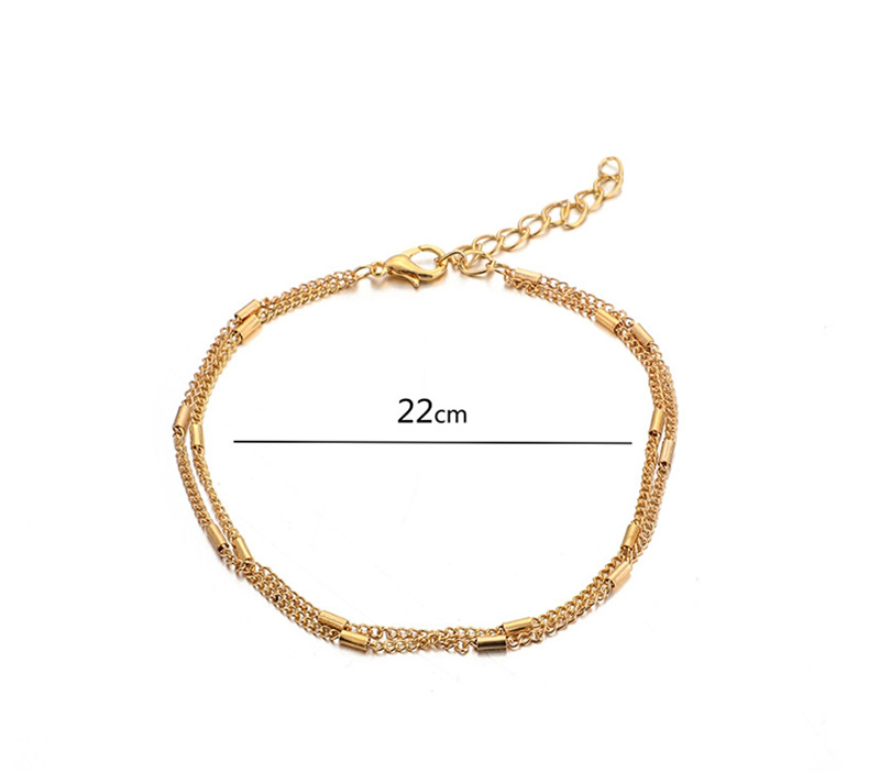 Fashion Gold Beaded Alloy Chain Multi-layered Anklet,Fashion Anklets