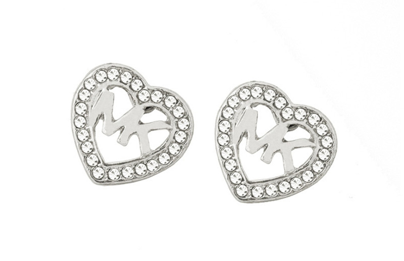 Fashion Gold Letter Heart-shaped Diamond Stud Earrings,Stud Earrings