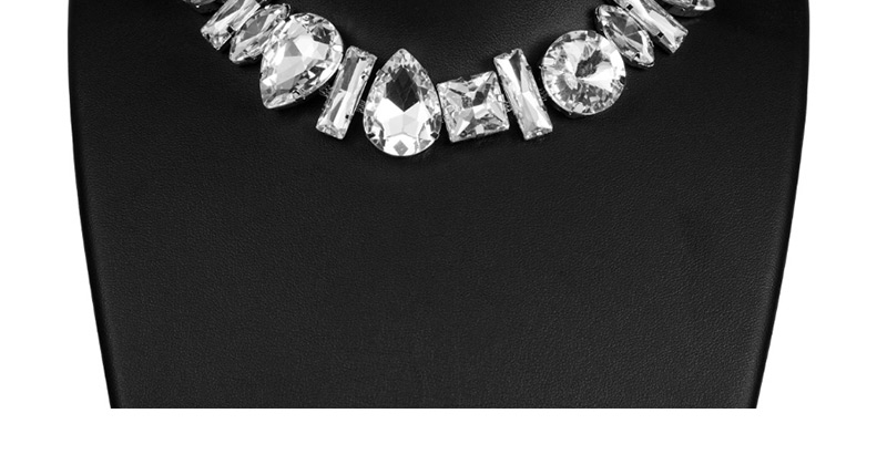 Fashion Silver Drop-shaped Glass Diamond Necklace,Bib Necklaces