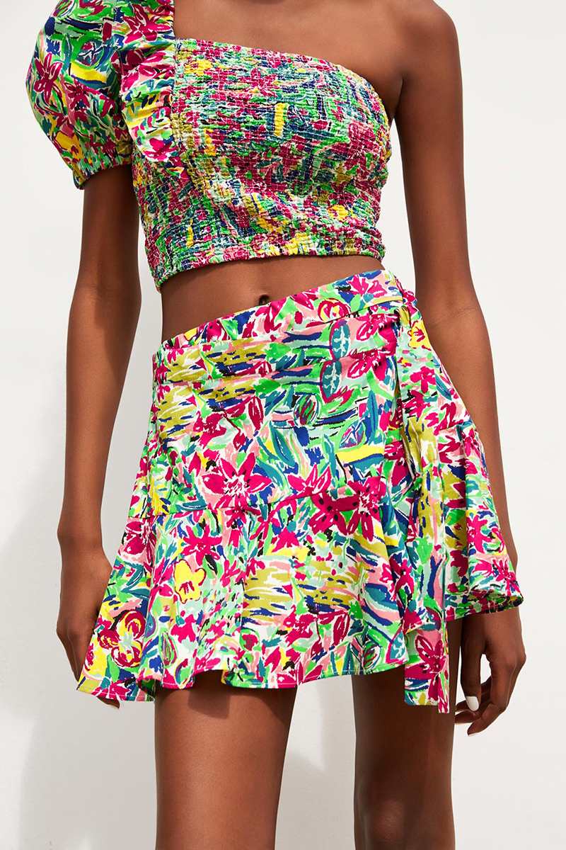 Fashion Color Printed Short Skirt,Shorts
