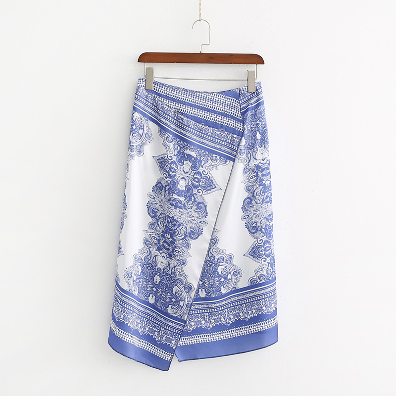 Fashion Blue Satin Skirt,Skirts