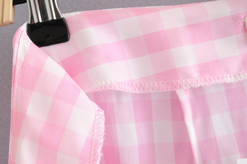 Fashion Pink Plaid Ruffled Design Skirt,Skirts