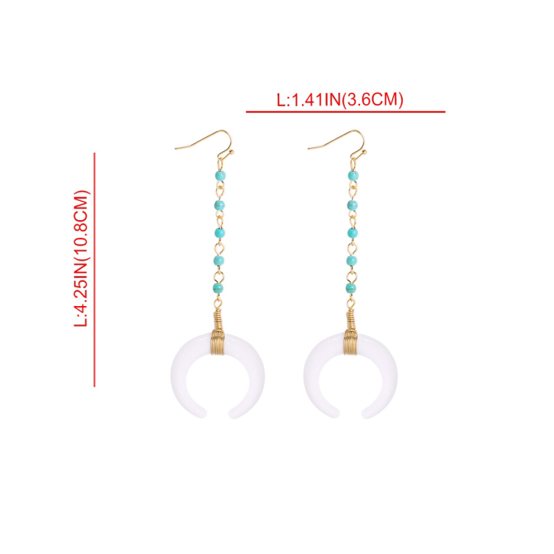 Fashion White Alloy Resin Beads Crescent Earrings,Drop Earrings