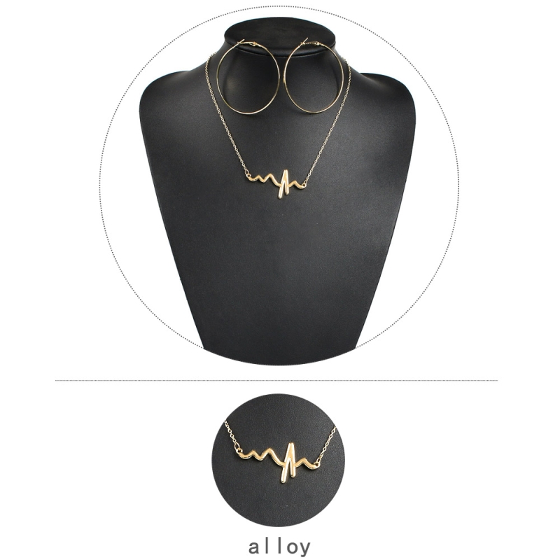 Fashion Gold Alloy Ecg Stud Earrings Set,Pendants