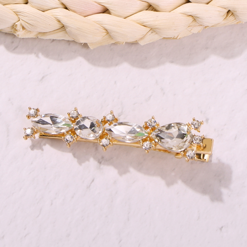 Fashion Golden White Diamonds (large Models) Alloy Diamond Drop Square Hair Clip,Hairpins