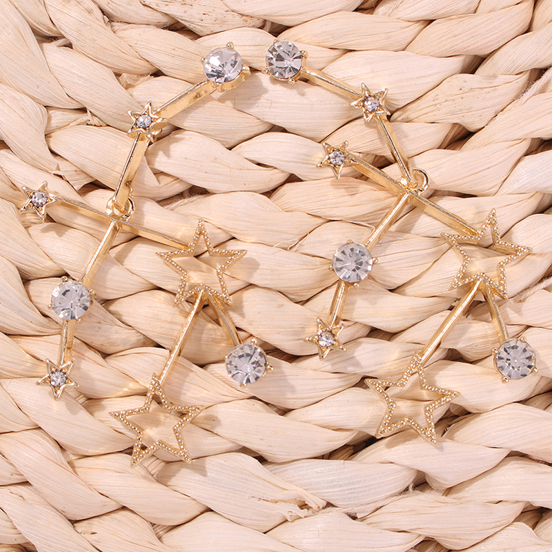 Fashion Gold Alloy Studded Five-pointed Star Geometric Earrings,Drop Earrings