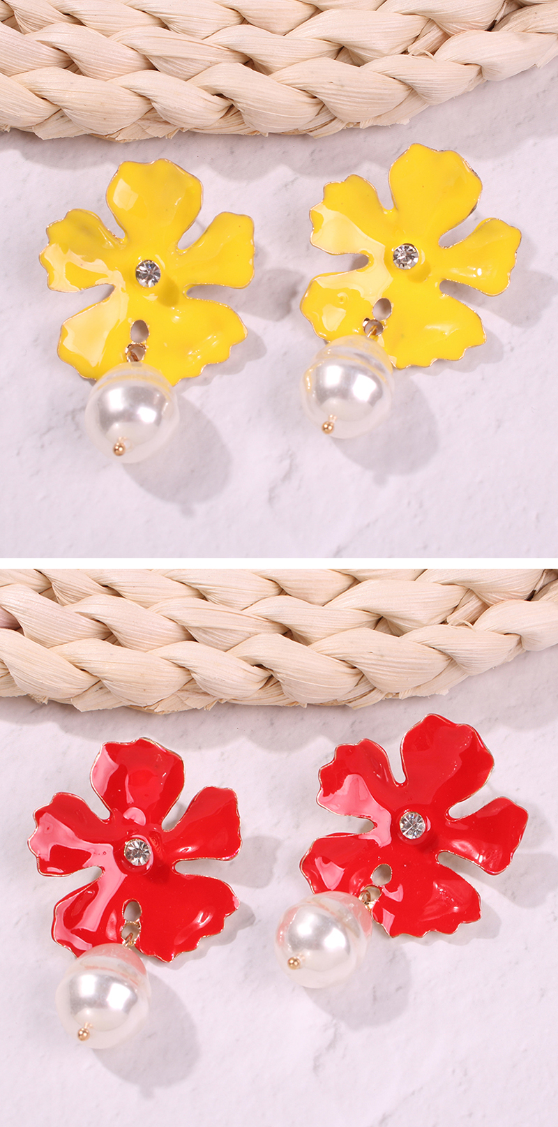 Fashion White Alloy Flower Pearl Stud Earrings,Drop Earrings
