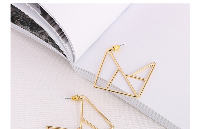 Fashion Gold Geometric Square Metal Strip Hollow Earrings,Drop Earrings