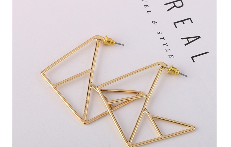 Fashion Gold Geometric Square Metal Strip Hollow Earrings,Drop Earrings