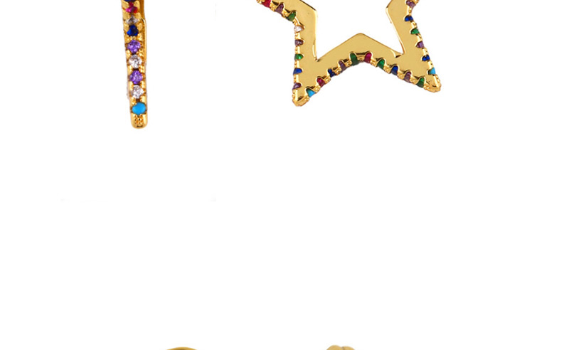 Fashion Golden Five-pointed Star Pin Earrings,Earrings