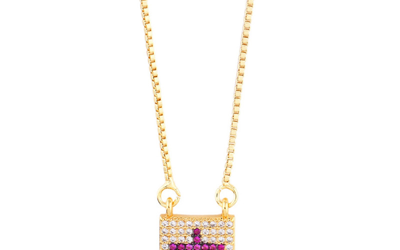 Fashion Rose Red Geometric Cross Inlaid Zircon Necklace,Necklaces