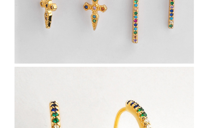Fashion Golden Strip Cross-studded Earrings,Earrings