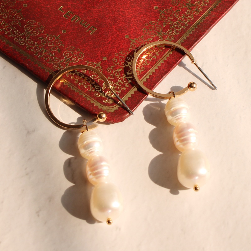 Fashion Pearl White Alloy Natural Pearl Earrings,Drop Earrings