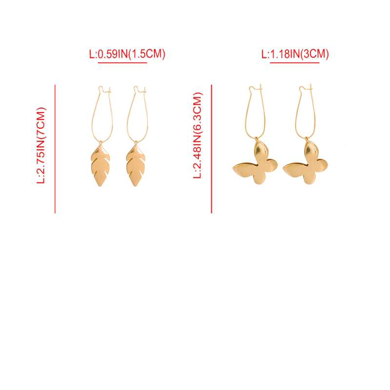 Fashion Golden Butterfly Alloy Leaf Butterfly Stud Earrings,Drop Earrings