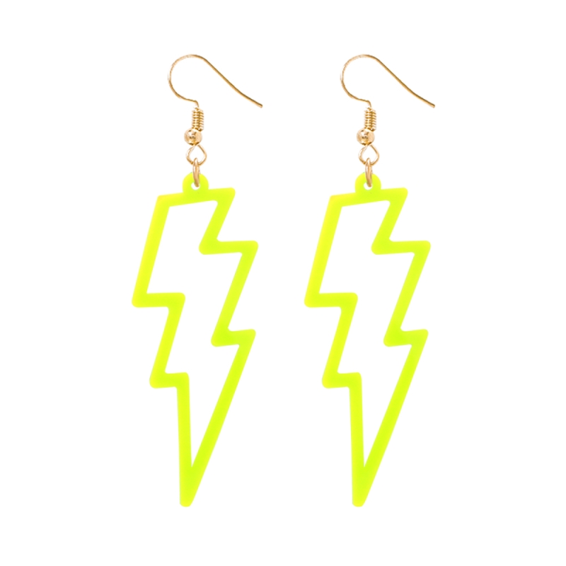 Fashion Fluorescent Yellow Alloy Resin Lightning Earrings,Drop Earrings