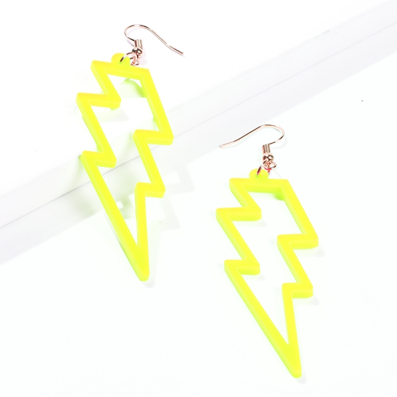 Fashion Fluorescent Yellow Alloy Resin Lightning Earrings,Drop Earrings