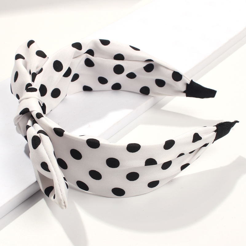 Fashion White Black Dot Resin Fabric Bow Headband,Head Band