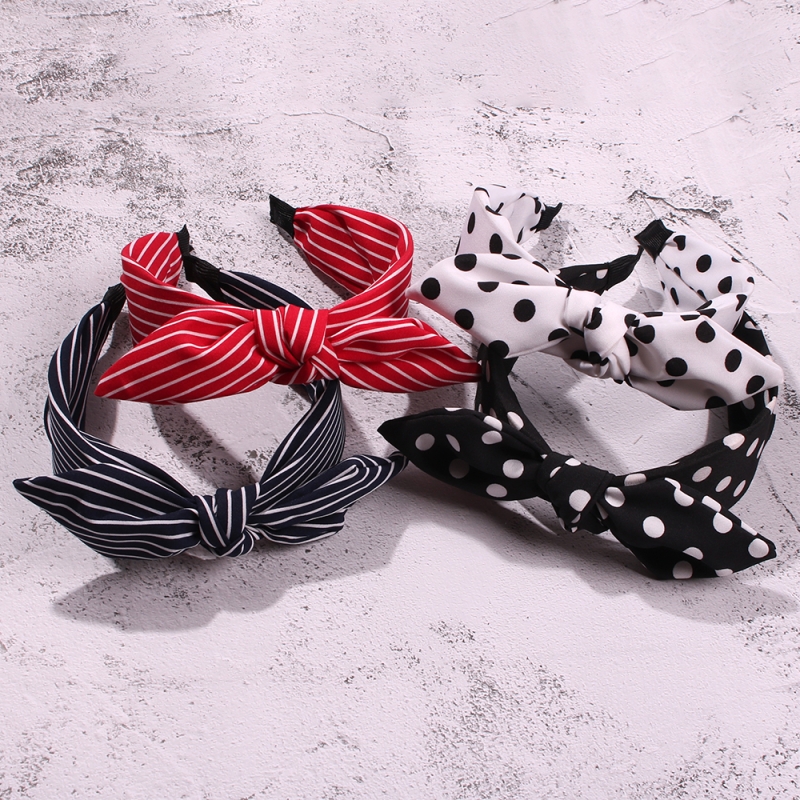 Fashion Red Stripe Resin Fabric Bow Headband,Head Band