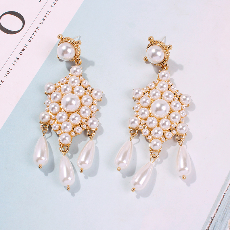 Fashion White Alloy Pearl Tassel Earrings,Drop Earrings