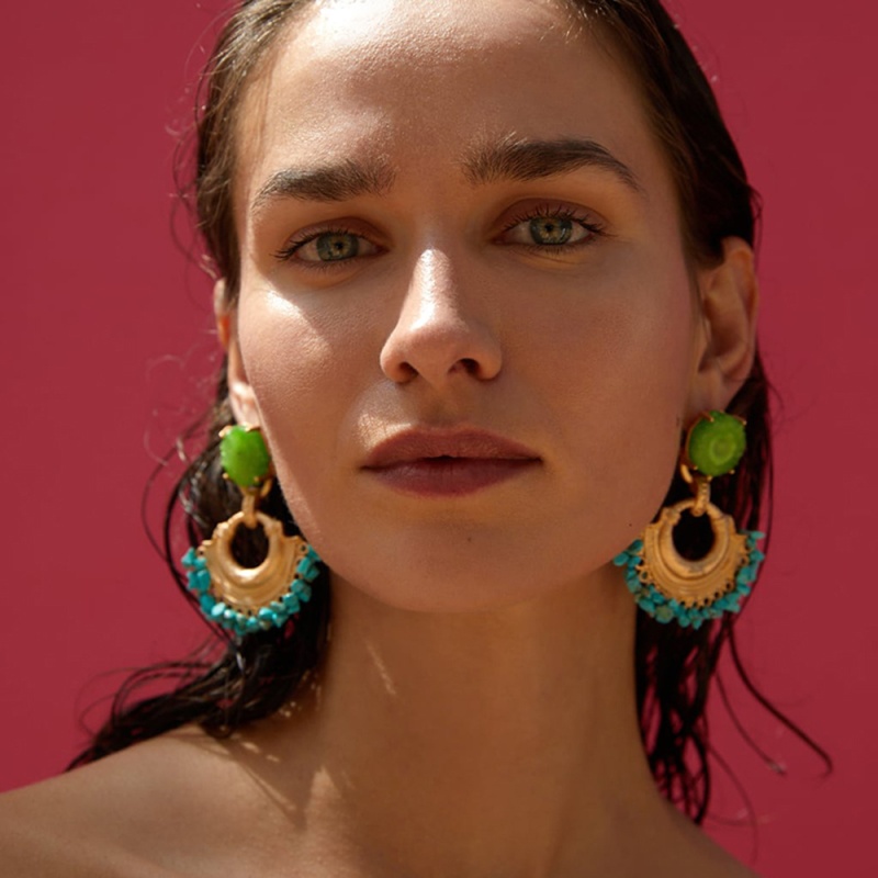 Fashion Color Alloy Natural Stone Earrings,Drop Earrings