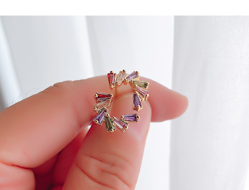 Fashion Gold Copper Inlaid Zircon Love Crescent Five-pointed Star Stud Earrings,Earrings