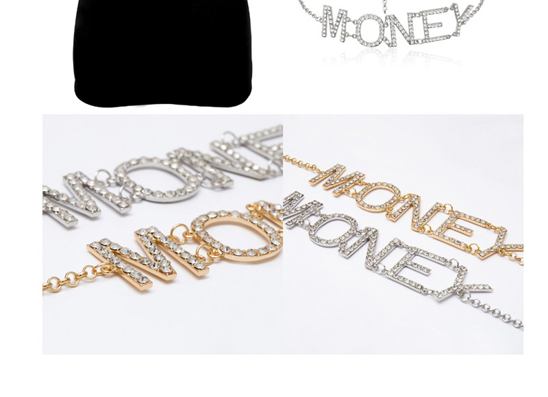Fashion Money Silver Fringed Diamond Letter Waist Chain,Waist Chain