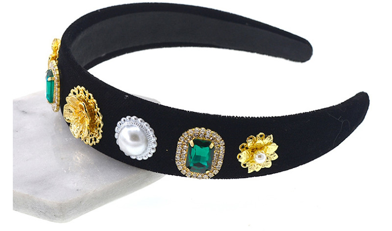 Fashion Black Star Diamond Gems Geometric Petals Pearl Leaves Headband,Head Band