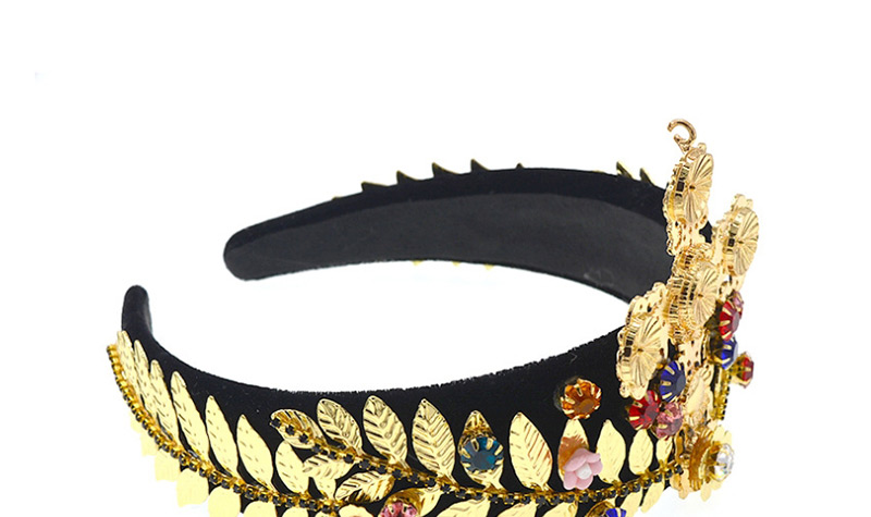 Fashion Black Openwork Metal Crown With Diamond Headband,Head Band