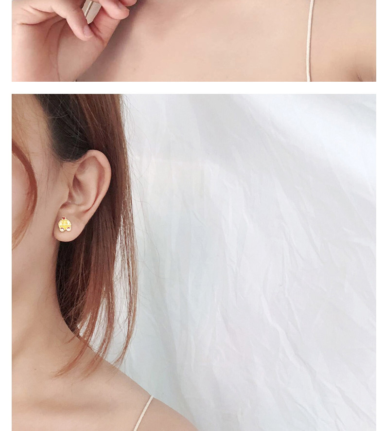 Fashion Red + Yellow Cartoon Stars Moon Asymmetric Drop Glaze Earrings,Stud Earrings