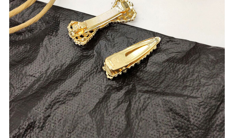 Fashion Gold Pearl Bow Earrings Openwork Hair Clip Set,Hairpins