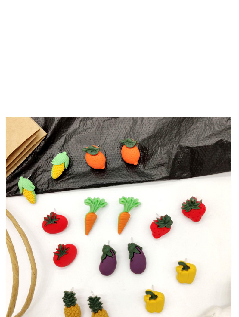 Fashion Carrot Orange  Silver Needle Fruit And Vegetable Earrings,Stud Earrings