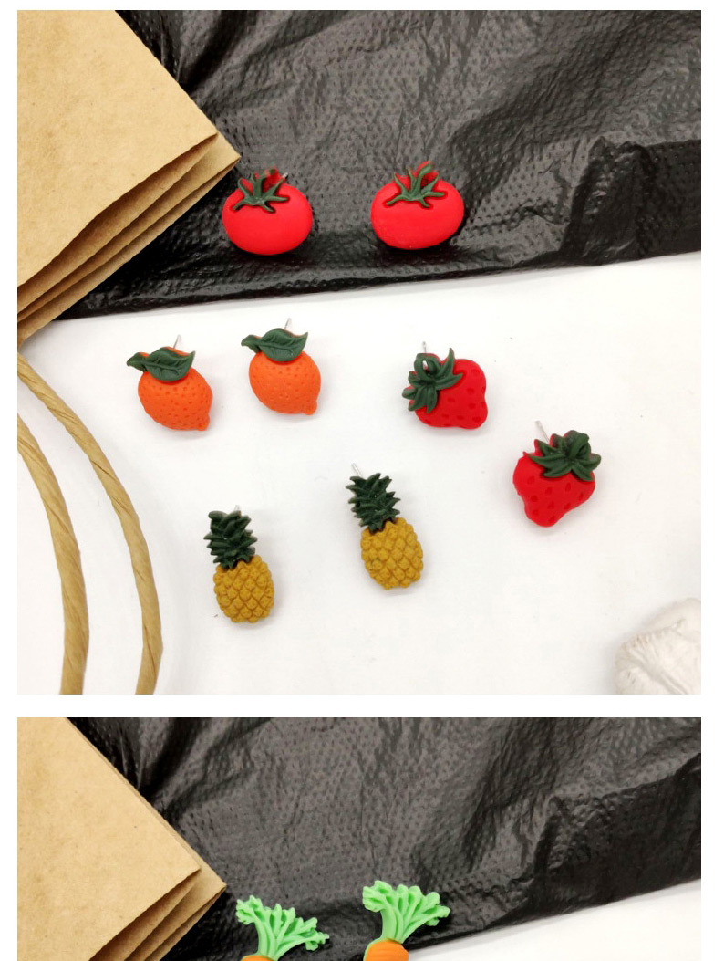 Fashion Strawberry Red  Silver Needle Fruit And Vegetable Earrings,Stud Earrings