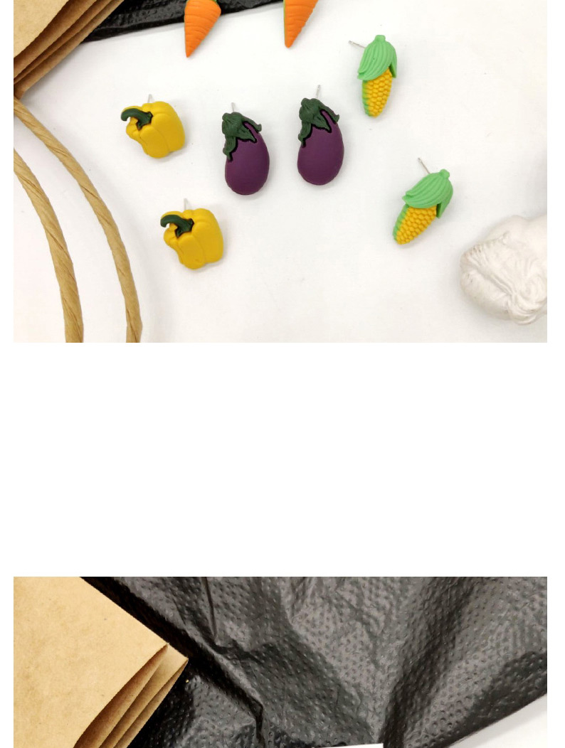 Fashion Yellow Pepper  Silver Needle Fruit And Vegetable Earrings,Stud Earrings