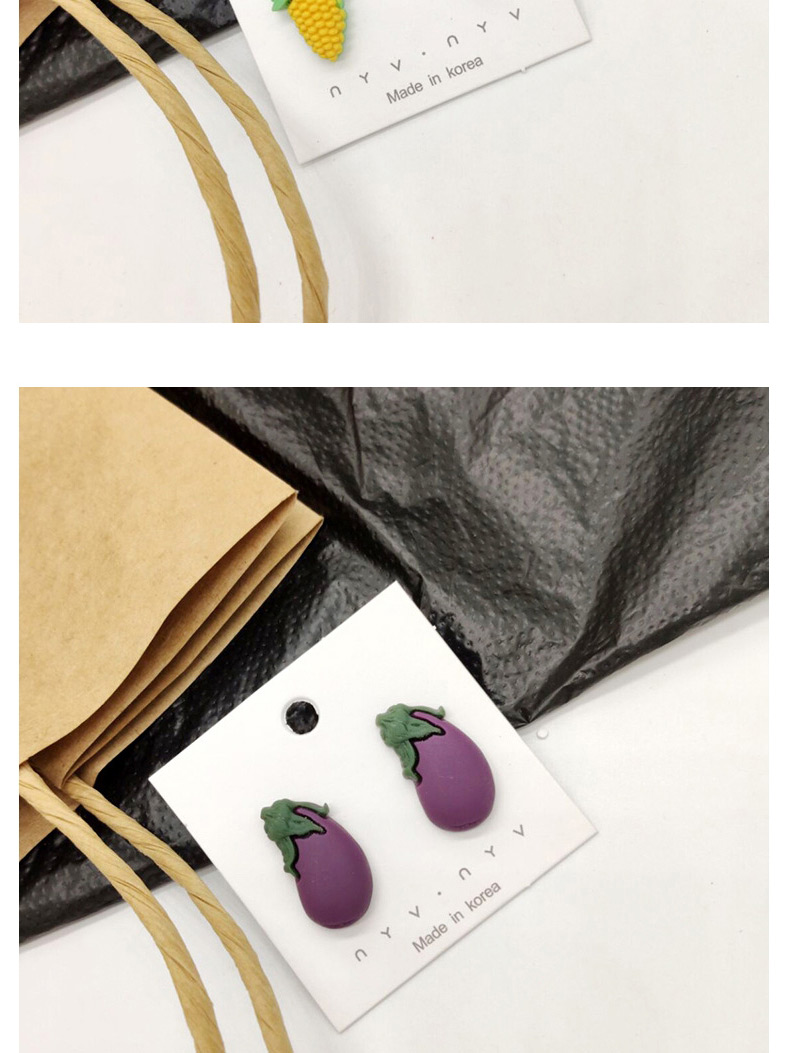 Fashion Eggplant Purple  Silver Needle Fruit And Vegetable Earrings,Stud Earrings