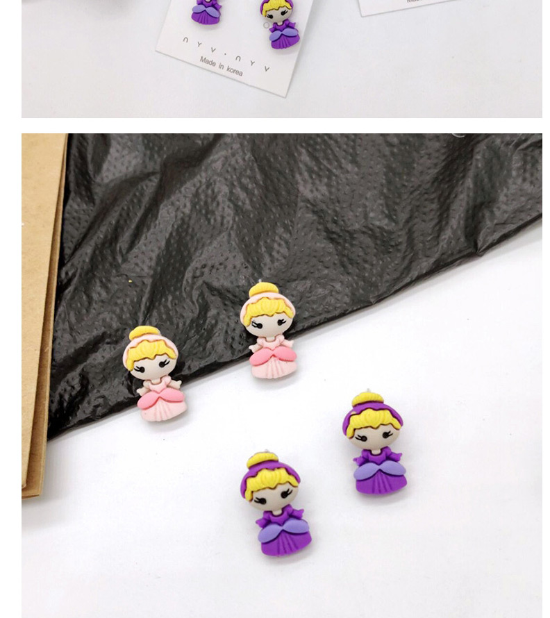Fashion Princess Purple  Silver Pin Cartoon Earrings,Stud Earrings