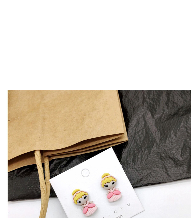 Fashion Princess Aisha Pink  Silver Pin Cartoon Earrings,Stud Earrings