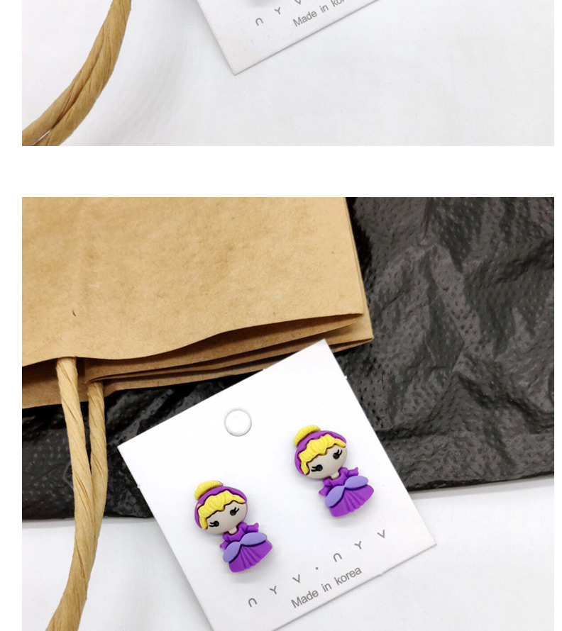 Fashion Princess Purple  Silver Pin Cartoon Earrings,Stud Earrings