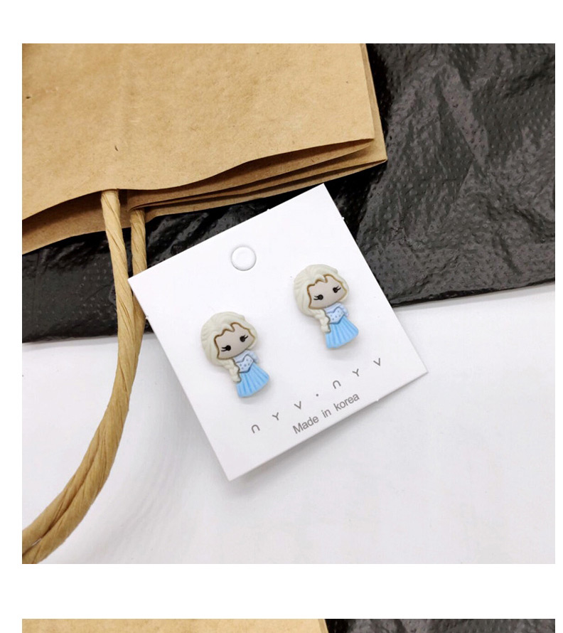 Fashion Princess Aisha Blue  Silver Pin Cartoon Earrings,Stud Earrings