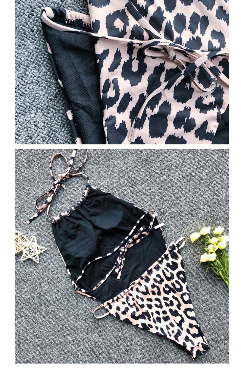 Fashion Leopard Drawstring Contrast Print One-piece Swimsuit,One Pieces