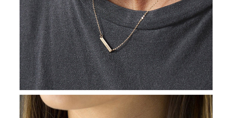 Fashion Rose Gold Geometric Rectangular Stainless Steel Necklace,Necklaces